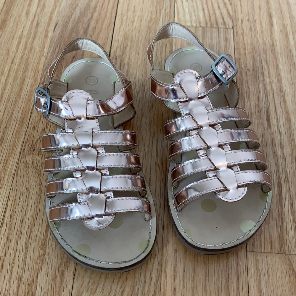 Boden Leather Gladiator Sandals - Rose Gold Metallic - Girls size 11.5